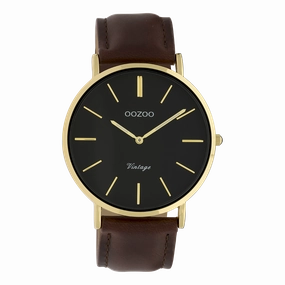 Gold coloured OOZOO watch with brown leather strap - C9833,seiko watches,couple watches,watches designer,watches discount,women watches,best women watches,high end women's watches,high quality women's watches