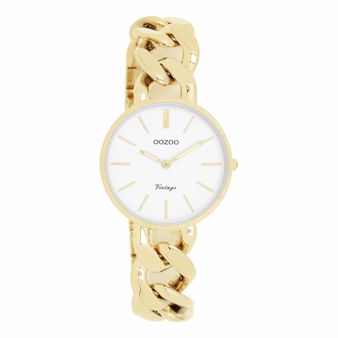 Gold coloured OOZOO watch with chunky chain bracelet - C20357
