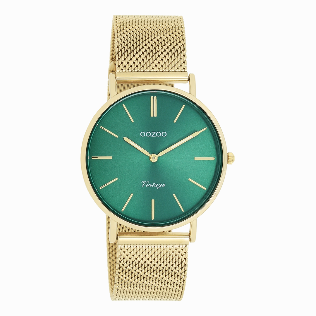 Gold coloured OOZOO watch with gold coloured metal mesh bracelet - C20295,seiko watches,mens watches,couple watches,watches designer,watches discount,best watches for men