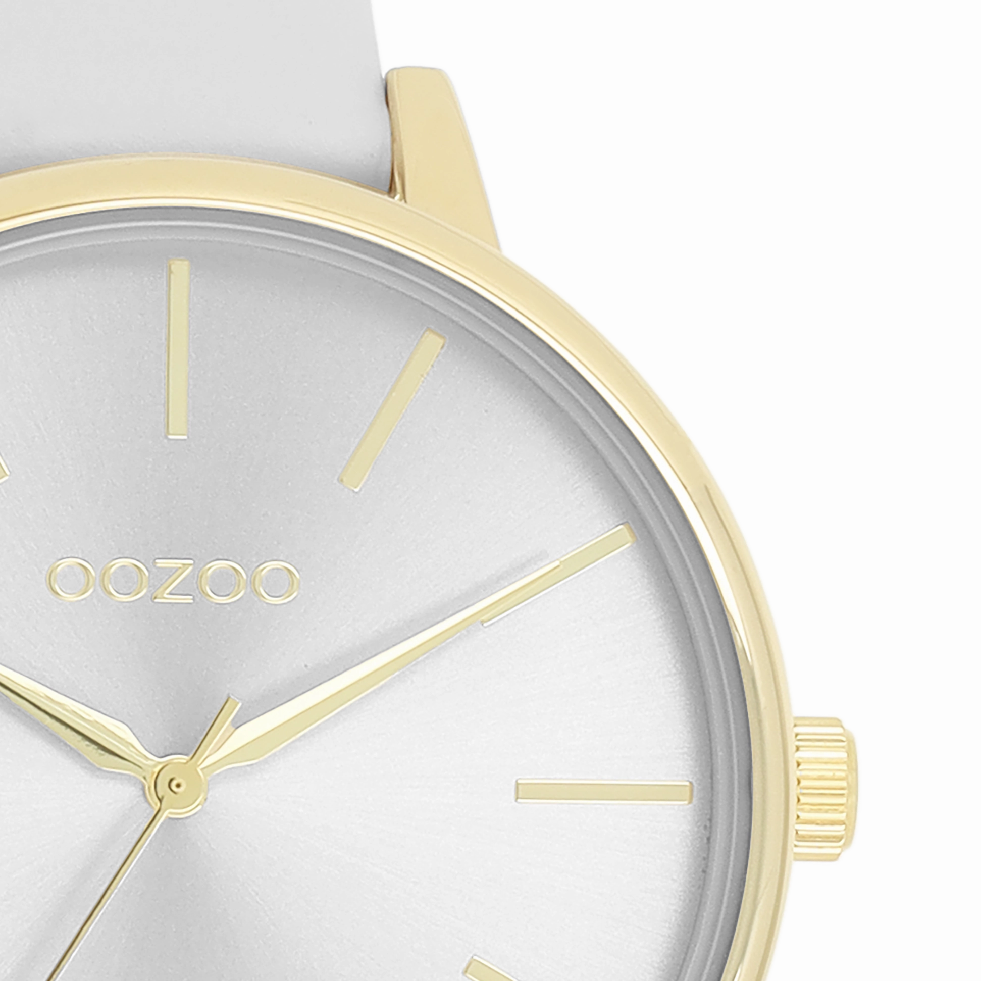 Gold coloured OOZOO watch with light grey leather strap - C11290