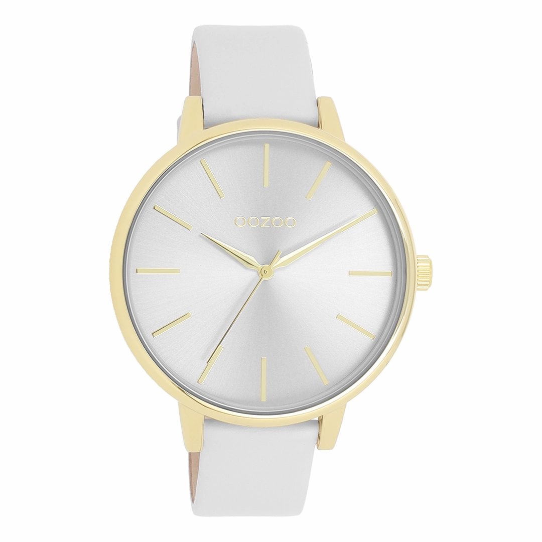 Gold coloured OOZOO watch with light grey leather strap - C11290,seiko watches,couple watches,watches designer,watches discount,women watches,best women watches,high end women's watches,high quality women's watches