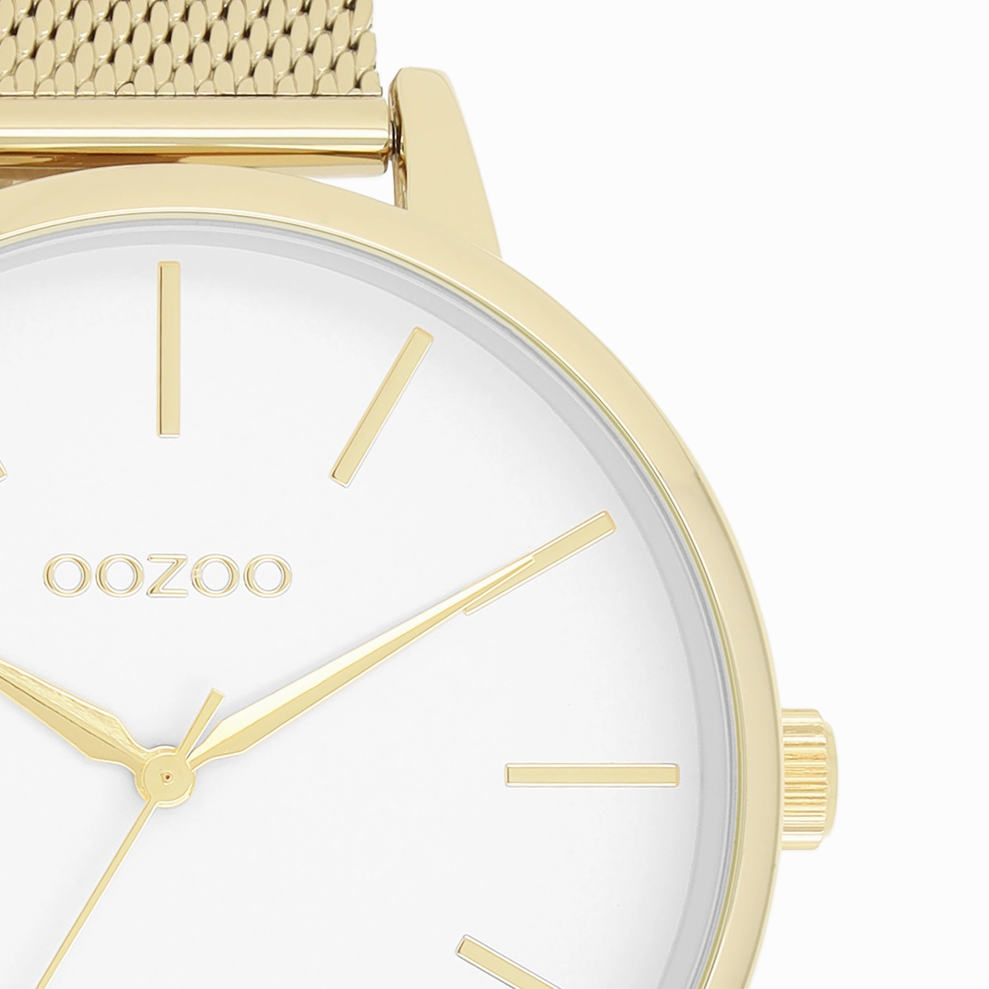 Gold coloured OOZOO watch with metal mesh bracelet - C11363