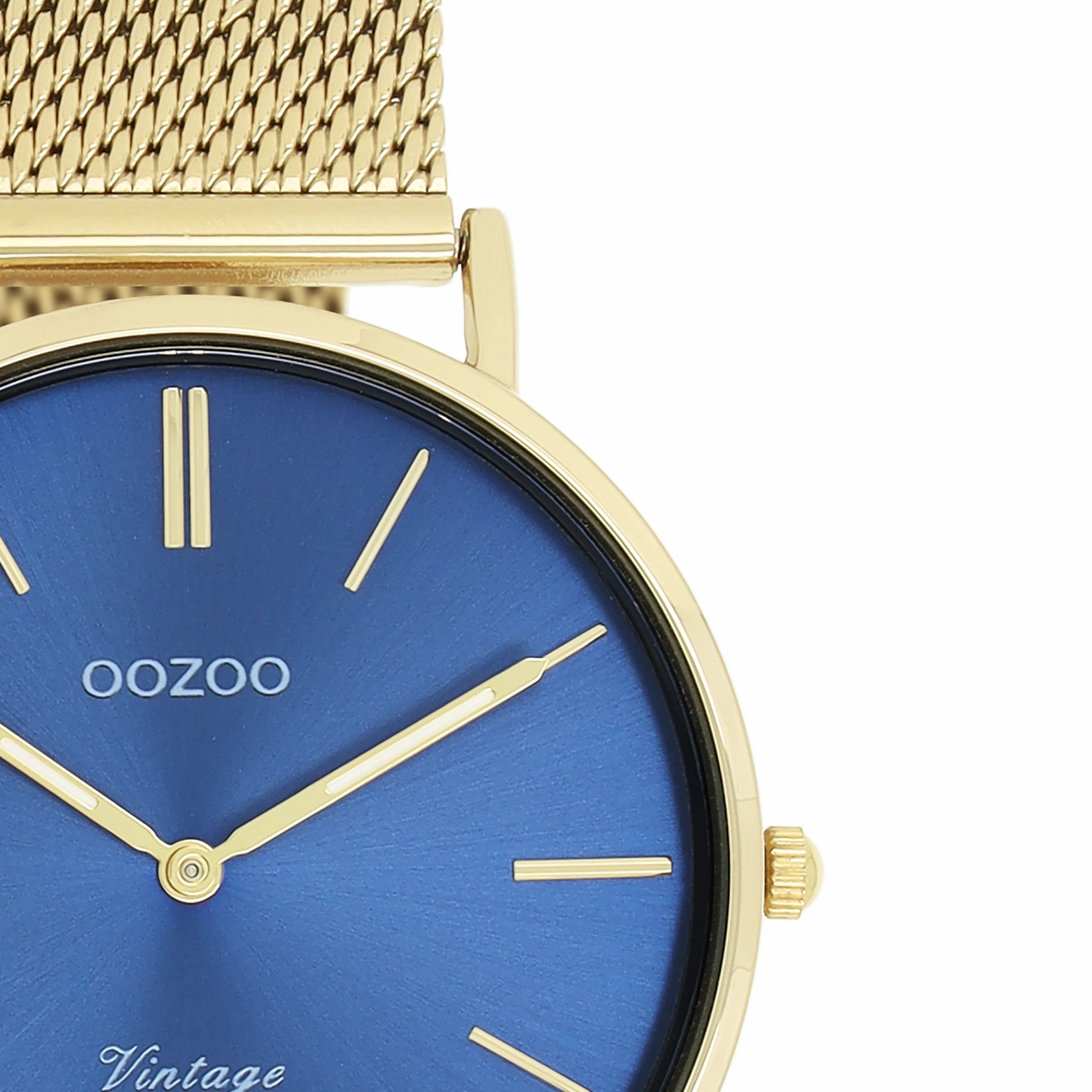 Gold coloured OOZOO watch with metal mesh bracelet - C20291