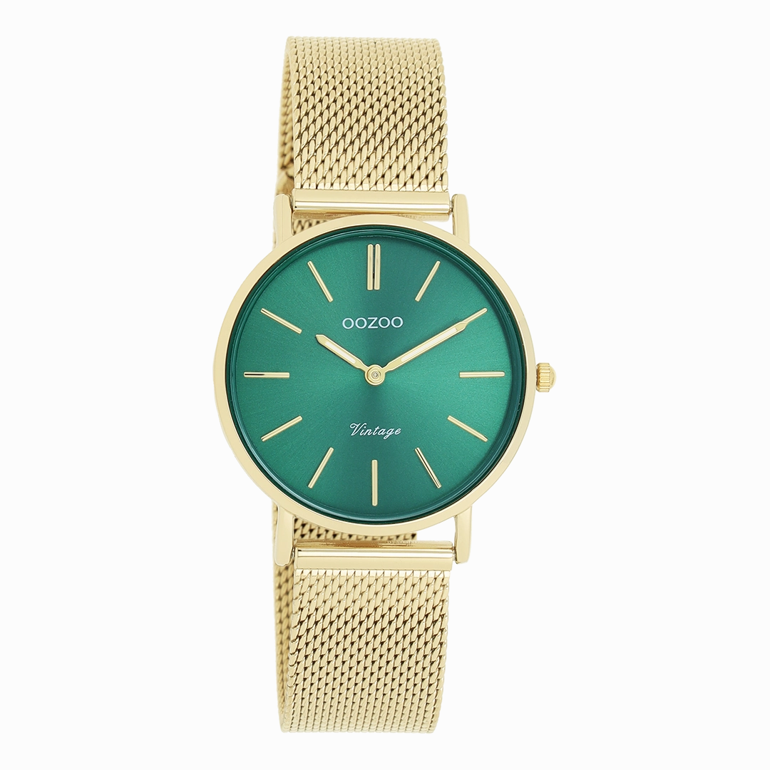 Gold coloured OOZOO watch with metal mesh bracelet - C20296,seiko watches,couple watches,watches designer,watches discount,women watches,best women watches,high end women's watches,high quality women's watches