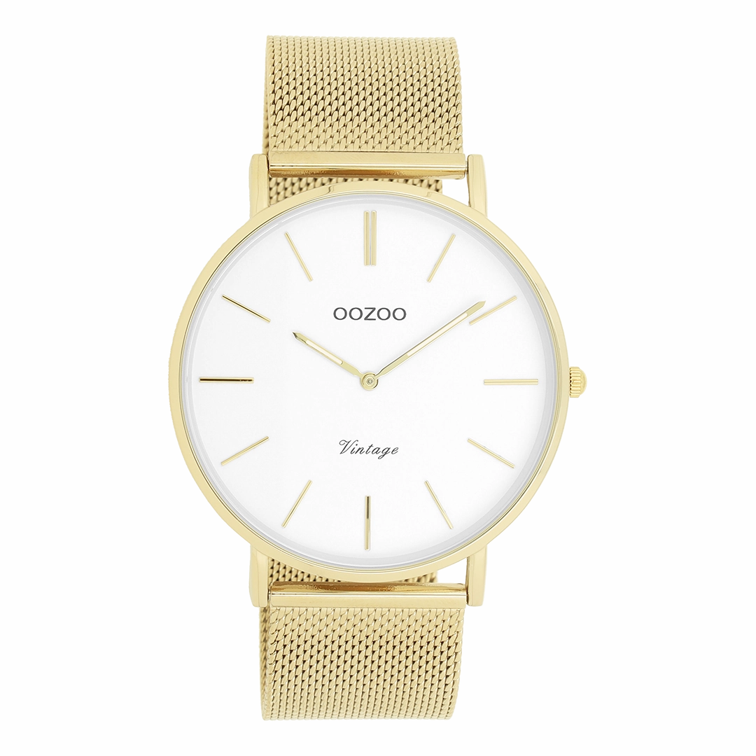 Gold coloured OOZOO watch with metal mesh bracelet - C9908,seiko watches,mens watches,couple watches,watches designer,watches discount,best watches for men