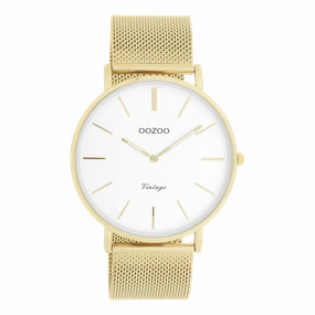 Gold coloured OOZOO watch with metal mesh bracelet - C9908,seiko watches,mens watches,couple watches,watches designer,watches discount,best watches for men