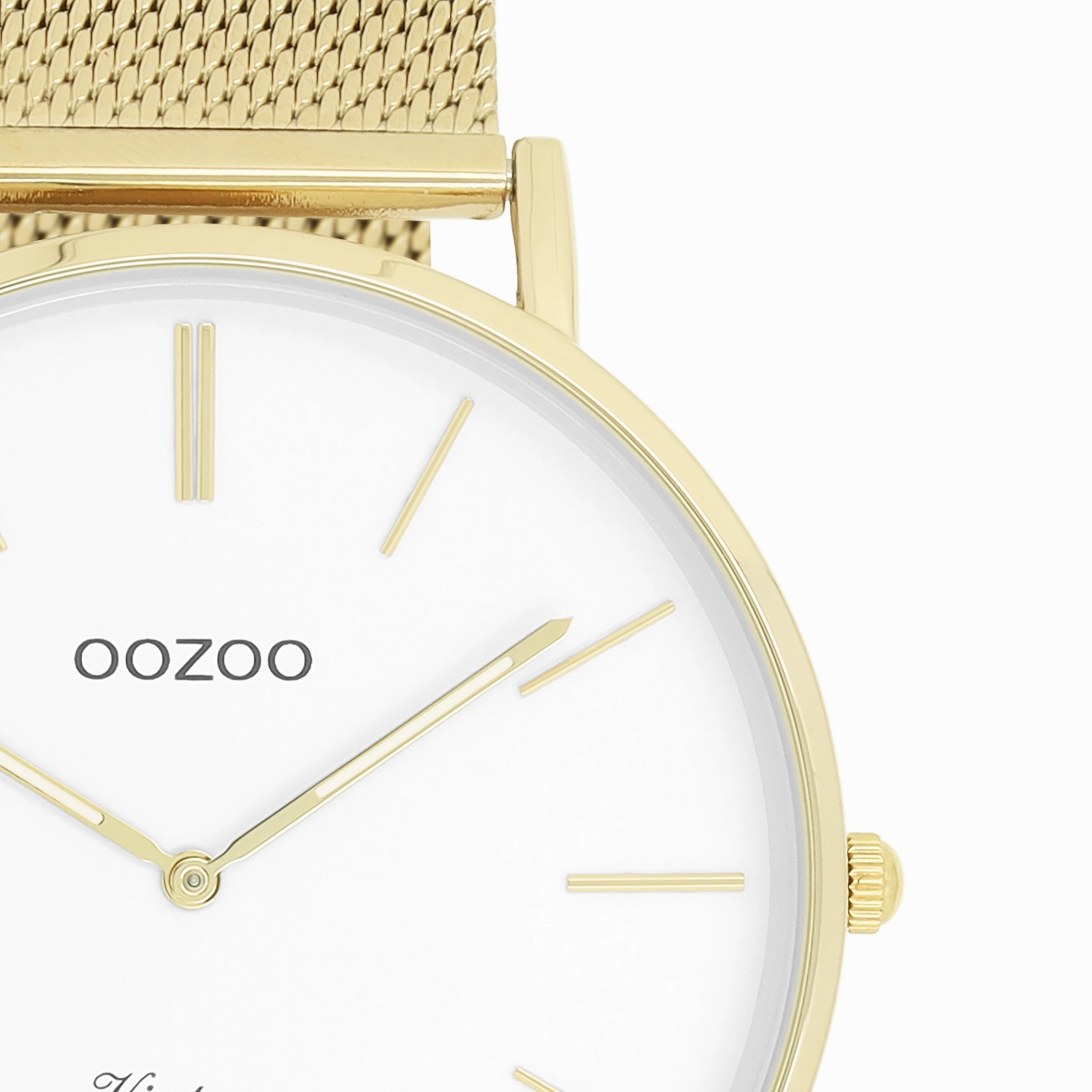 Gold coloured OOZOO watch with metal mesh bracelet - C9908