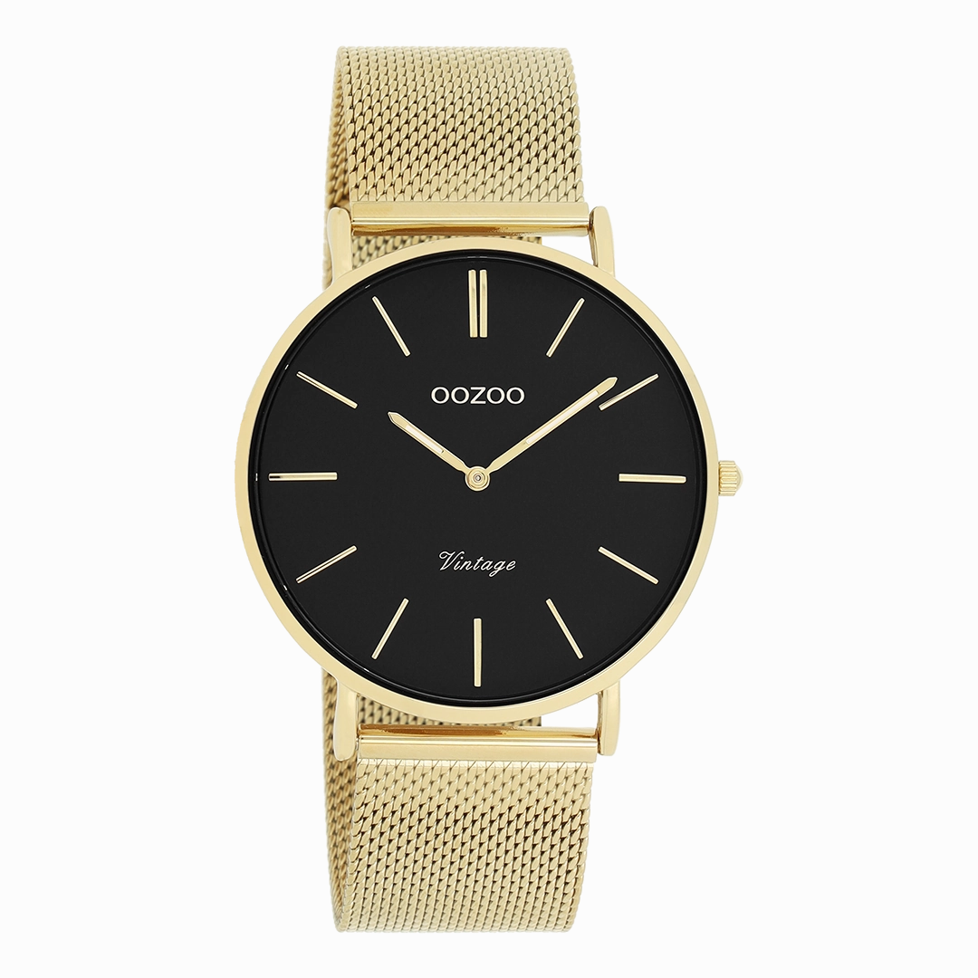Gold coloured OOZOO watch with metal mesh bracelet - C9913,seiko watches,mens watches,couple watches,watches designer,watches discount,best watches for men
