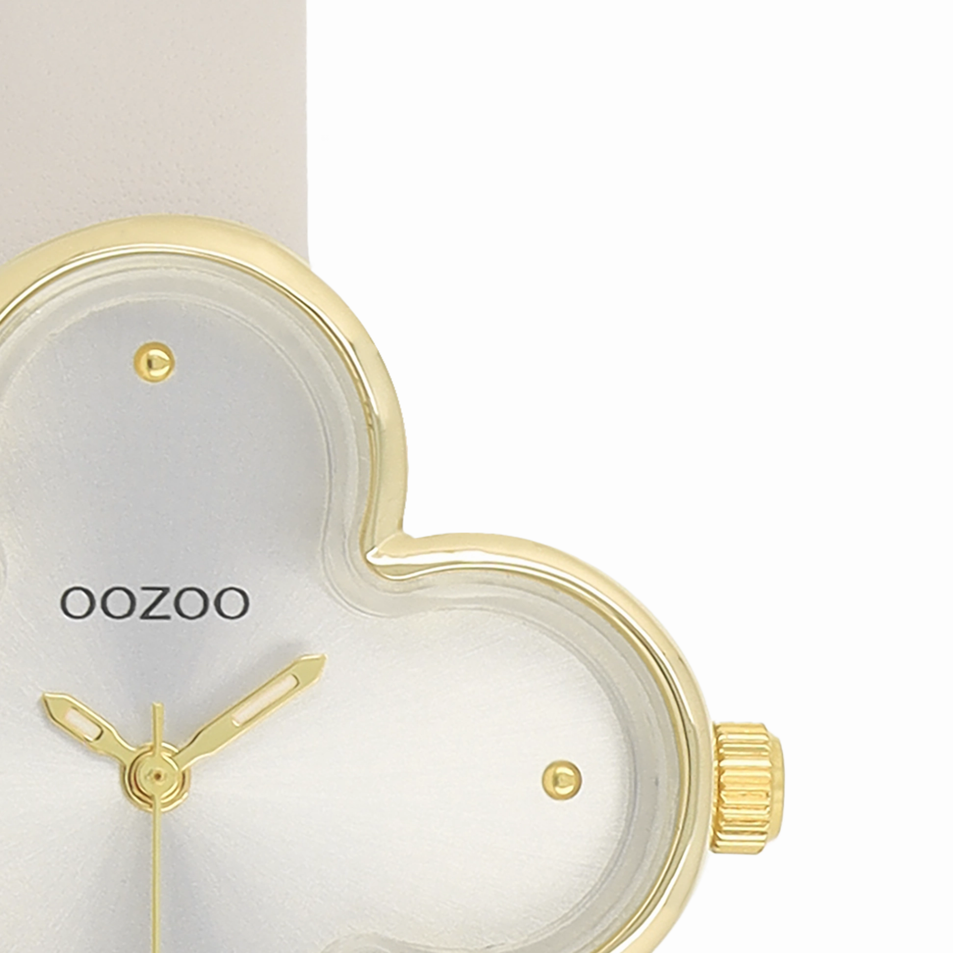 Gold coloured OOZOO watch with moonbeam coloured leather strap - C11521