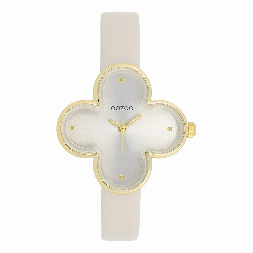 Gold coloured OOZOO watch with moonbeam coloured leather strap - C11521,seiko watches,couple watches,watches designer,watches discount,women watches,best women watches,high end women's watches,high quality women's watches