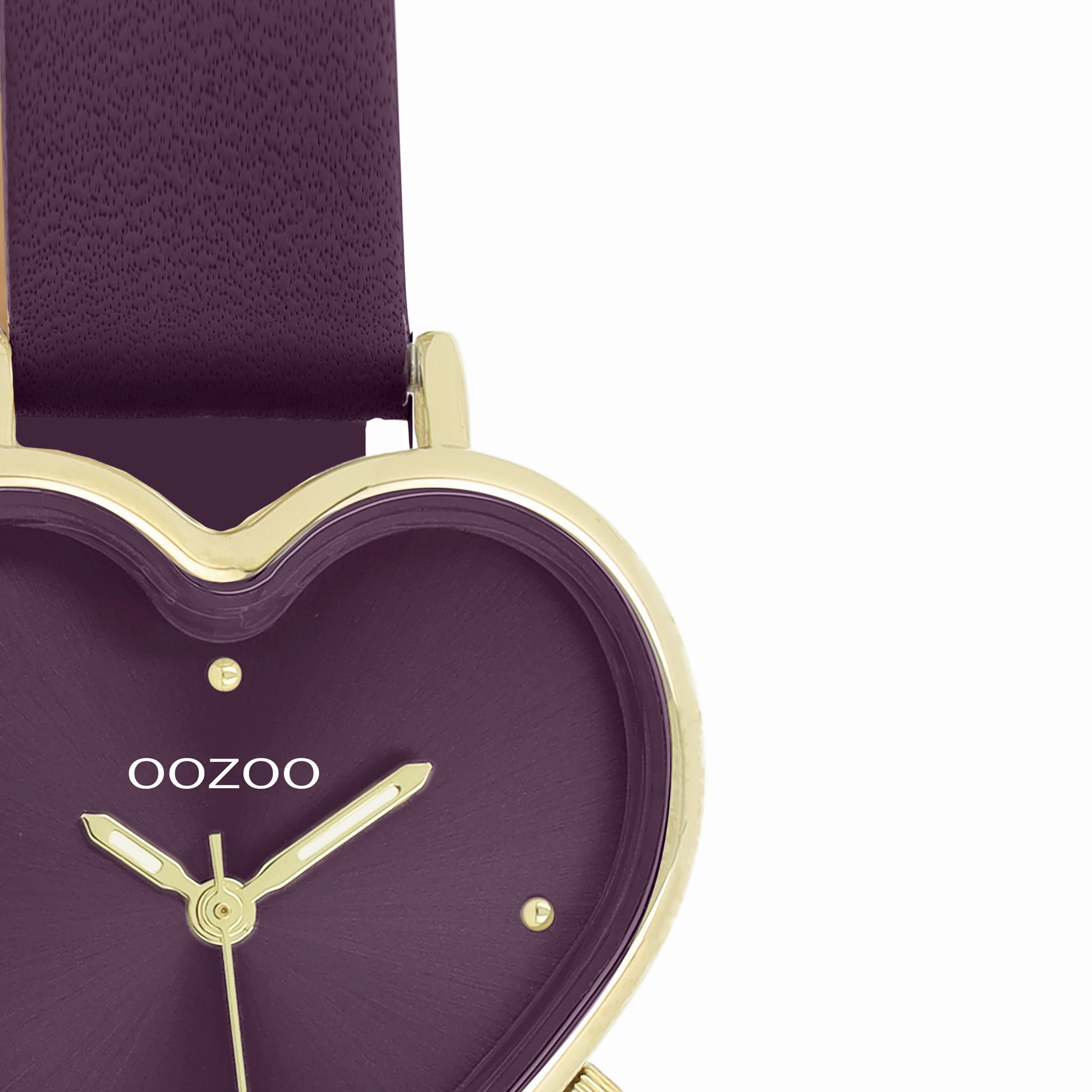 Gold coloured OOZOO watch with purple leather strap - C11450