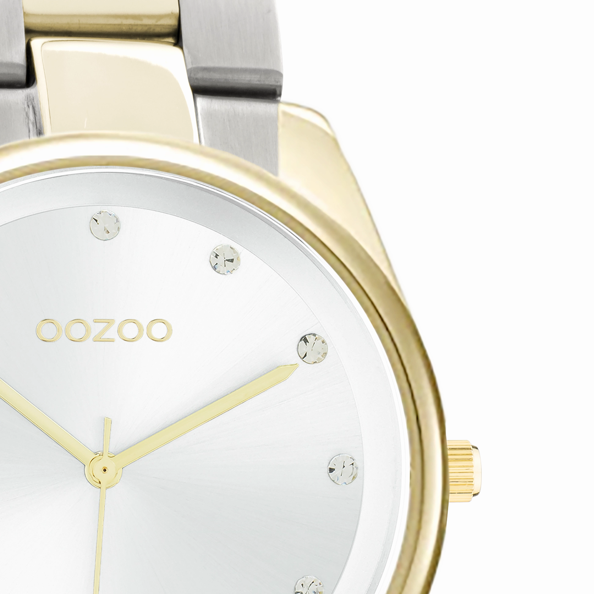 Gold coloured OOZOO watch with silver coloured/gold stainless steel bracelet - C10960
