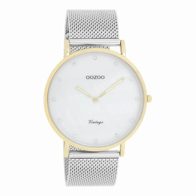 Gold coloured OOZOO watch with silver coloured metal mesh bracelet - C20115,seiko watches,mens watches,couple watches,watches designer,watches discount,best watches for men