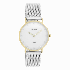 Gold coloured OOZOO watch with silver coloured metal mesh bracelet - C20120,seiko watches,couple watches,watches designer,watches discount,women watches,best women watches,high end women's watches,high quality women's watches