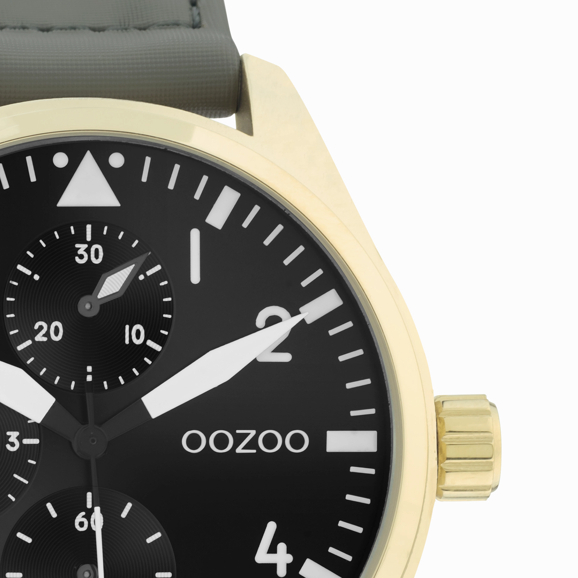 Gold coloured OOZOO watch with stone grey velcro strap - C11008