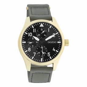 Gold coloured OOZOO watch with stone grey velcro strap - C11008,seiko watches,mens watches,couple watches,watches designer,watches discount,best watches for men