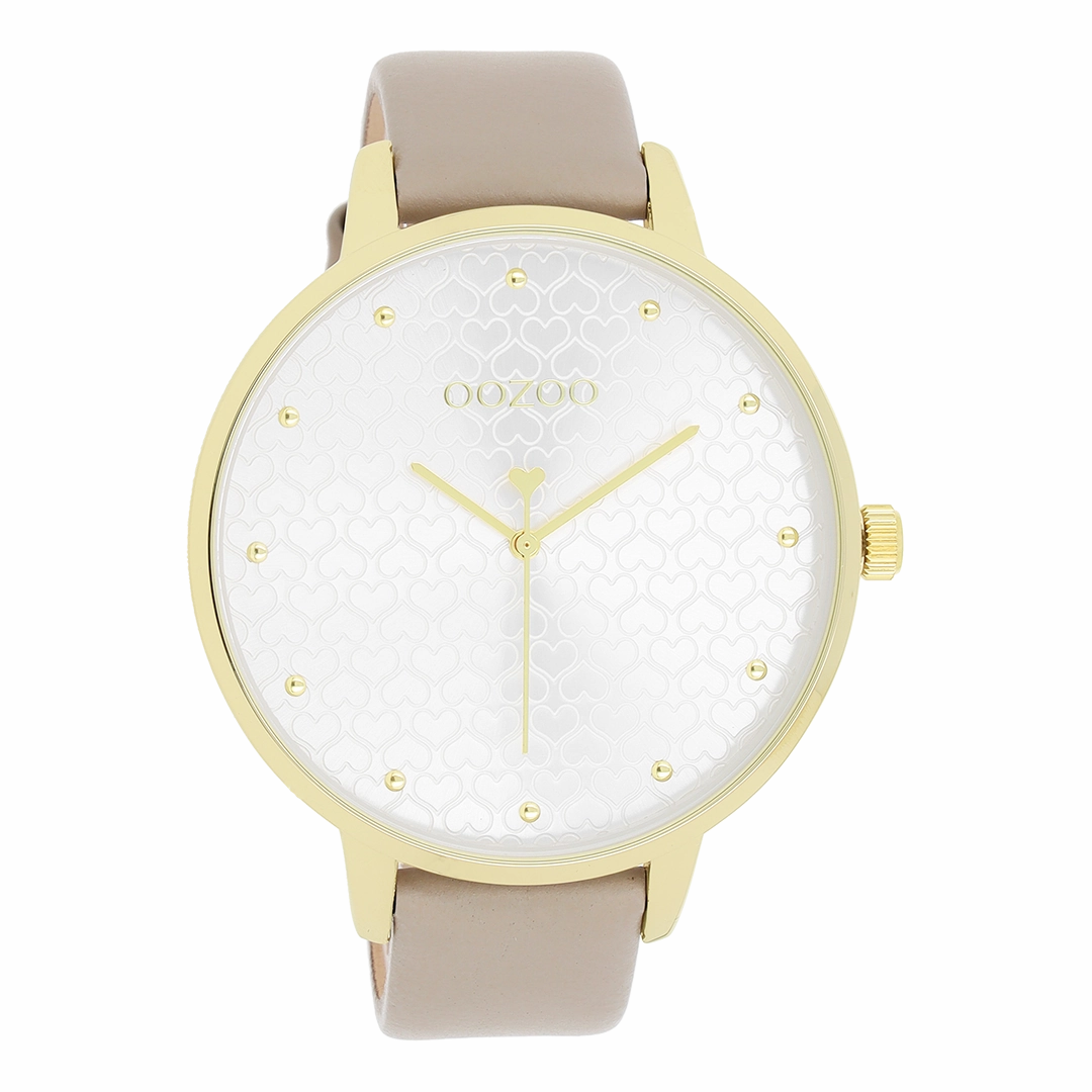 Gold coloured OOZOO watch with taupe leather strap - C11037,seiko watches,couple watches,watches designer,watches discount,women watches,best women watches,high end women's watches,high quality women's watches