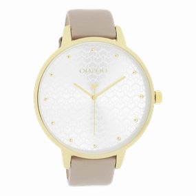 Gold coloured OOZOO watch with taupe leather strap - C11037,seiko watches,couple watches,watches designer,watches discount,women watches,best women watches,high end women's watches,high quality women's watches