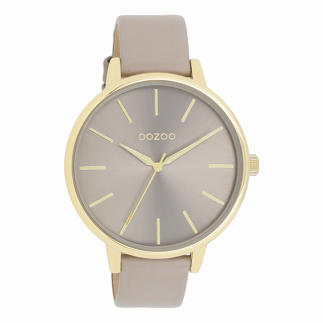 Gold coloured OOZOO watch with taupe leather strap - C11291,seiko watches,couple watches,watches designer,watches discount,women watches,best women watches,high end women's watches,high quality women's watches