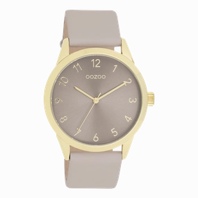 Gold coloured OOZOO watch with taupe leather strap - C11328,seiko watches,couple watches,watches designer,watches discount,women watches,best women watches,high end women's watches,high quality women's watches