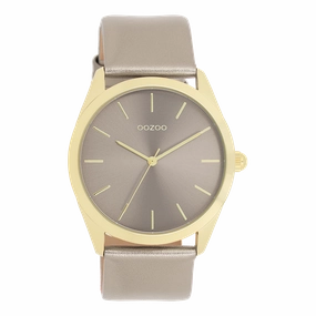 Gold coloured OOZOO watch with taupe leather strap - C11333,seiko watches,couple watches,watches designer,watches discount,women watches,best women watches,high end women's watches,high quality women's watches