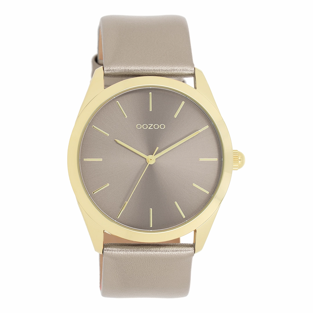 Gold coloured OOZOO watch with taupe leather strap - C11333,seiko watches,couple watches,watches designer,watches discount,women watches,best women watches,high end women's watches,high quality women's watches