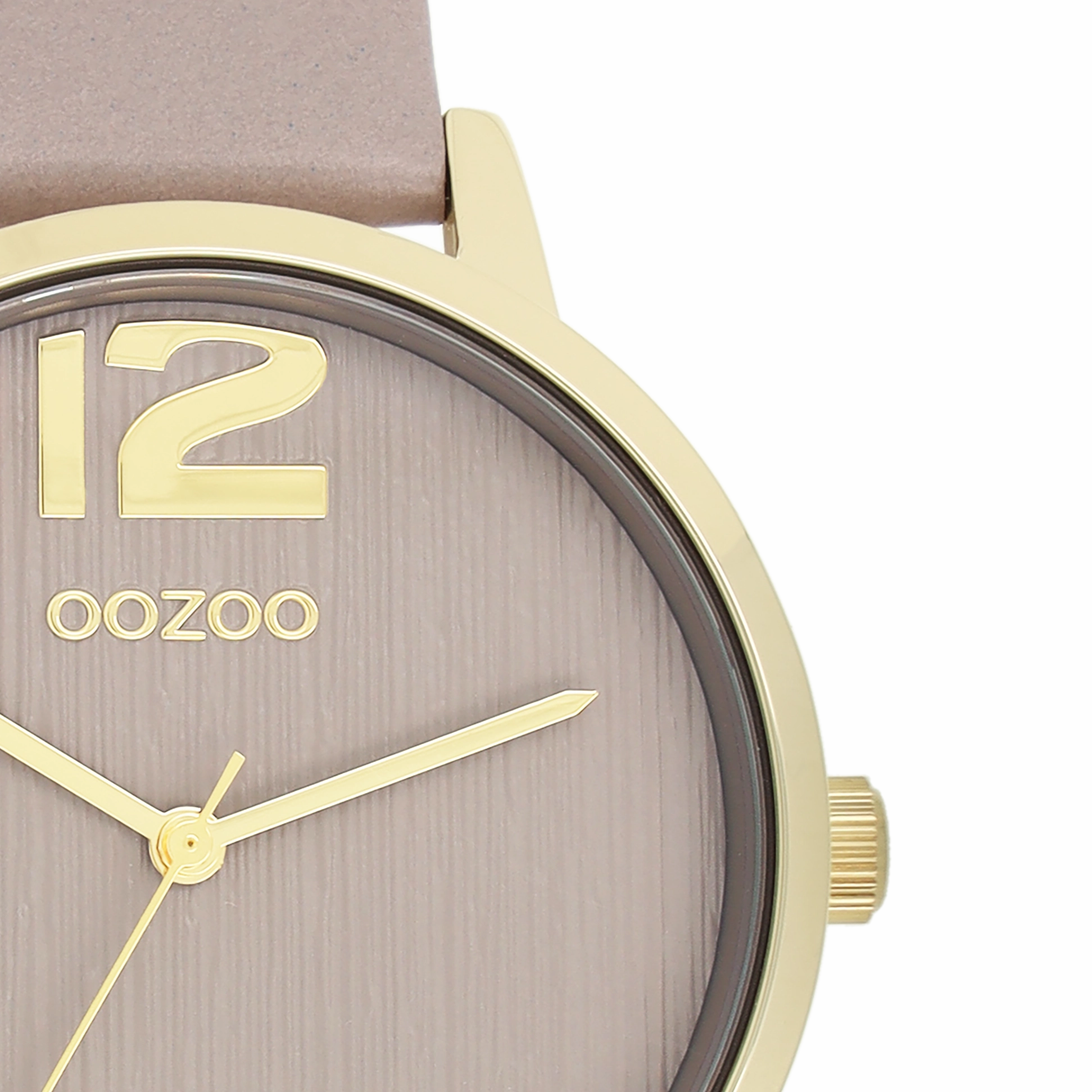 Gold coloured OOZOO watch with taupe leather strap - C11342