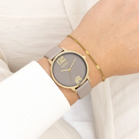 Gold coloured OOZOO watch with taupe leather strap - C11342,seiko watches,couple watches,watches designer,watches discount,women watches,best women watches,high end women's watches,high quality women's watches