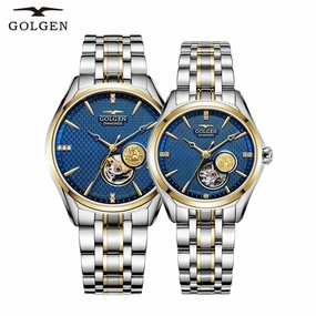 GOLGEN Couple Mechanical Watches Lovers Stainless Steel Simple Elegant  Men Women Skeleton Dial Wristwatch,seiko watches,mens watches,couple watches,watches designer,watches discount,watches for women,cople watchescouple watches luxury,couple watches on sa