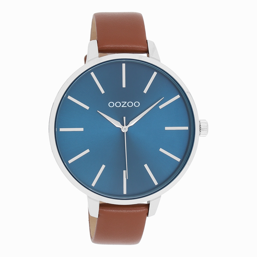 Green OOZOO watch with brown leather strap - C11439,seiko watches,mens watches,couple watches,watches designer,watches discount,best watches for men