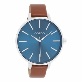 Green OOZOO watch with brown leather strap - C11439,seiko watches,mens watches,couple watches,watches designer,watches discount,best watches for men