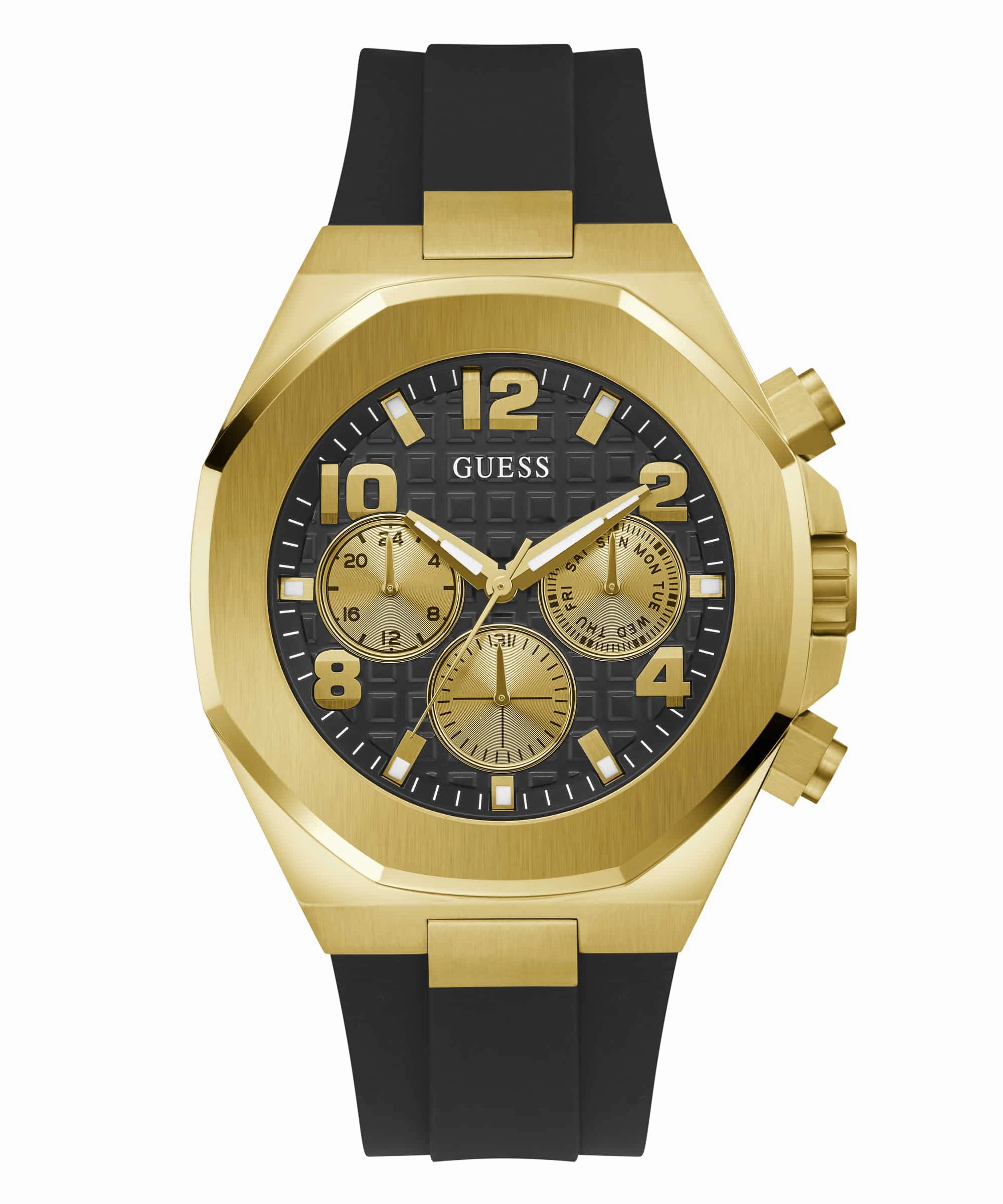 Guess Empire Black Dial Rubber Strap Watch GW0583G2 
