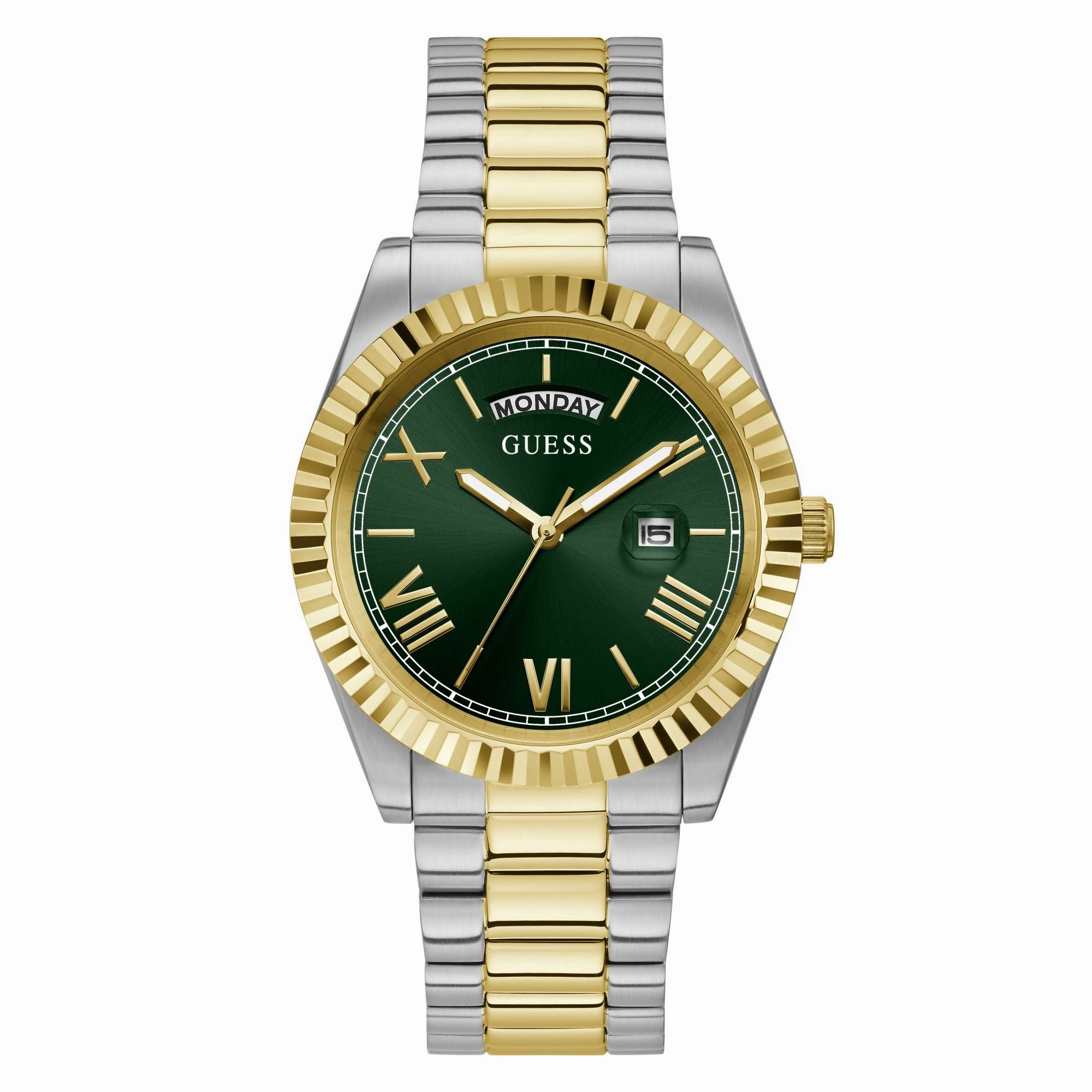 Guess Gold Green Connoisseur Day-Date Watch GW0265G8,quartz watch, quartz watches for men, quartz watches for women, best quartz watch, minimalist quartz watch, luxury quartz watch, waterproof quartz watch,analog quartz watch, digital quartz watch,affordab