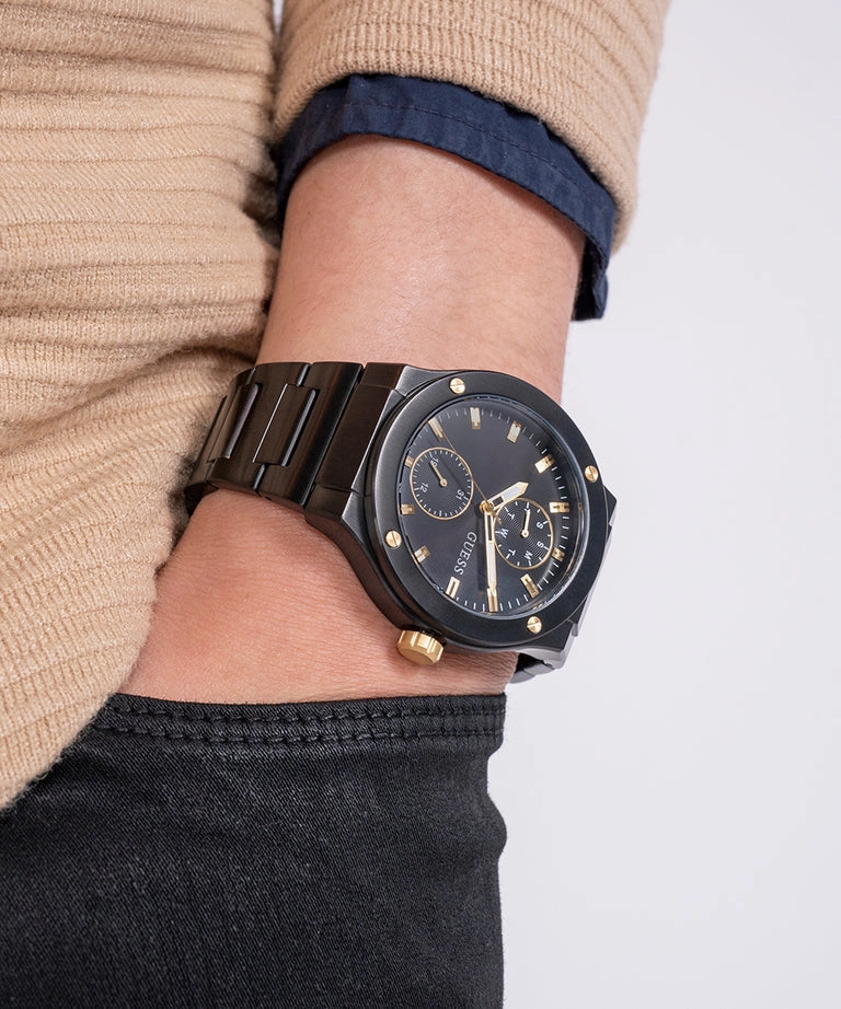 Guess Jet Black Dial Black Bracelet Multi-function Watch GW0795G3