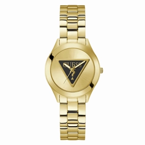Guess Tri Plaque Champagne Dial Gold Stainless Steel Watch GW0675L2 