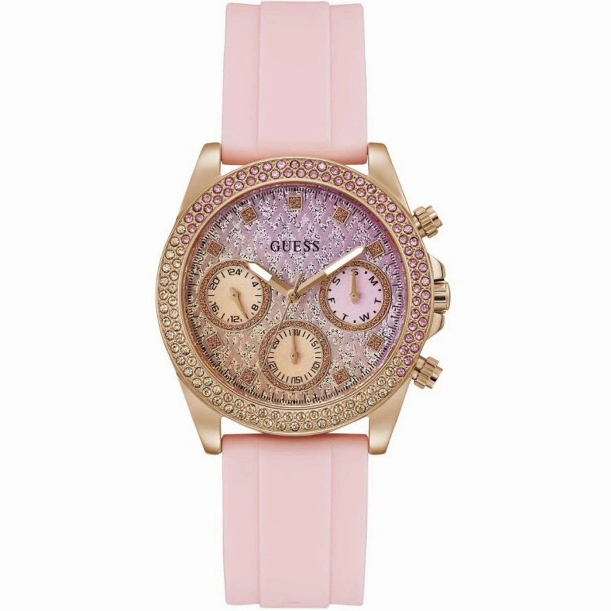Guess Women's Watch - Quartz Day-Date Pink Dial Silicone Rubber Strap | GW0032L4 Luxury Quartz Watch Quartz Watch Sale