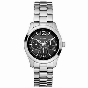 Guess Women's Watch - Veranda Black Dial Silver Stainless Steel Bracelet | W95101L1 Luxury Quartz Watch Quartz Watch Sale