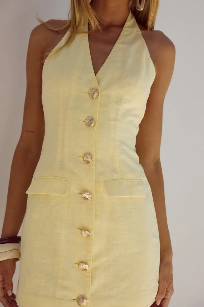Halzie Mini Dress - Lemon