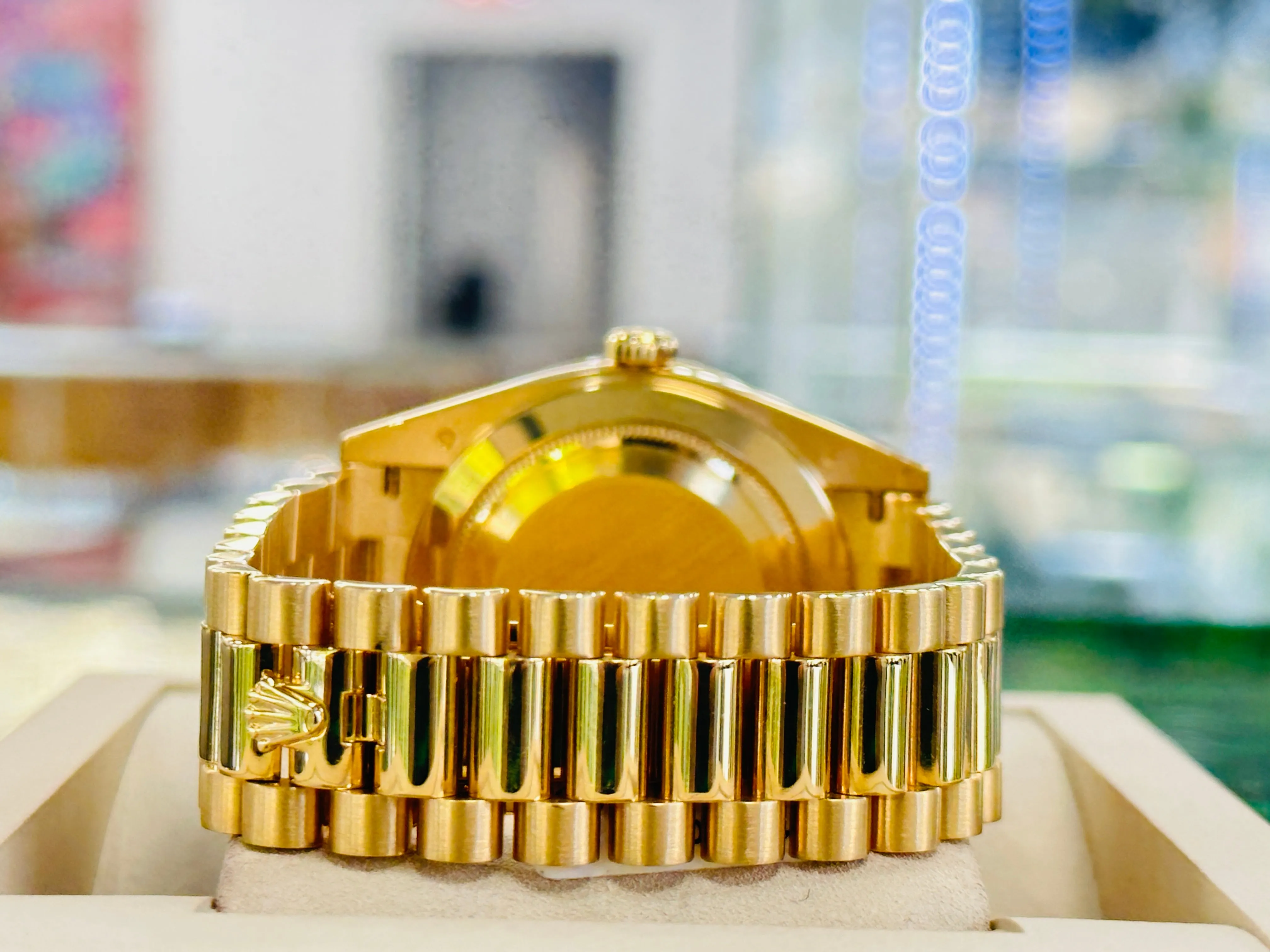 Have one to sell? Sell now   x Day-Date President 18k Yellow Gold 228238 Custom 3.50ct Diamond Bezel BOX/PAPERS MINT