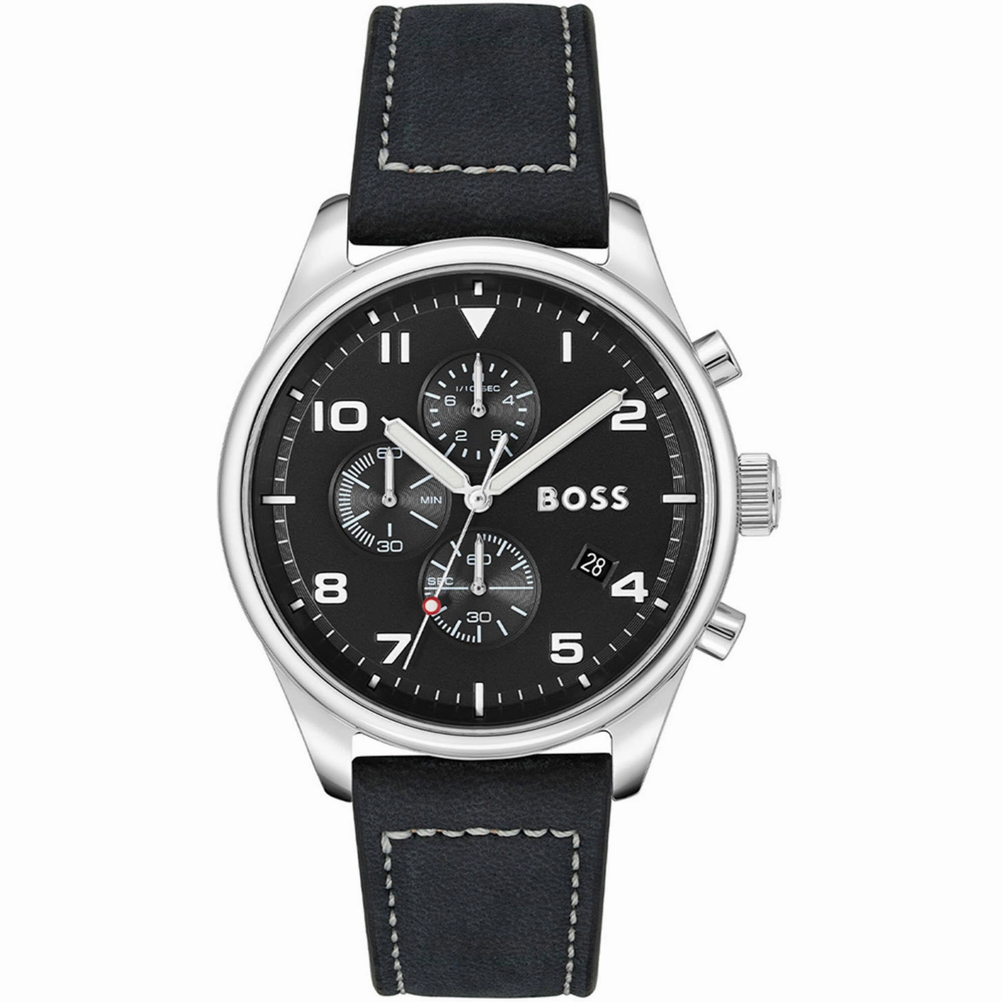 Hugo Boss Men's Watch - View Quartz Chronograph Black Dial Leather Strap | 1513987 