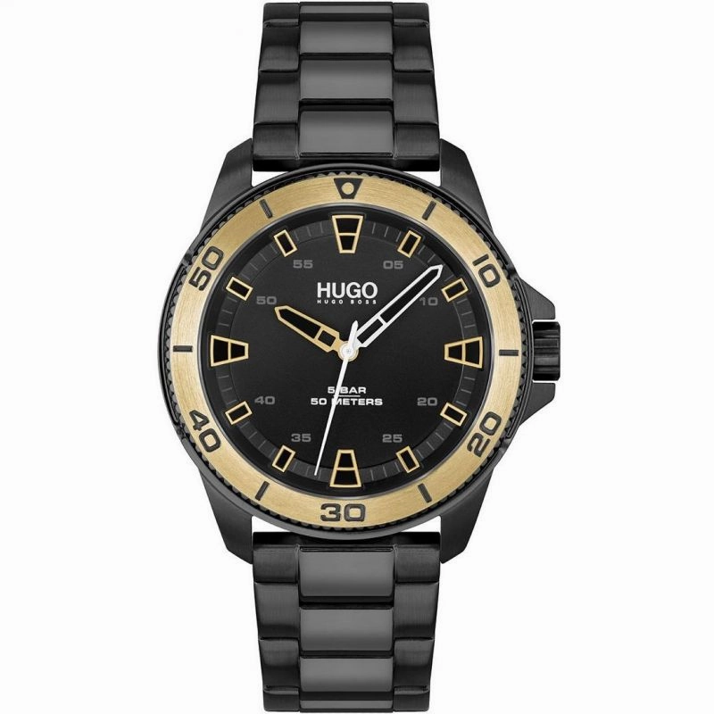 Hugo Mens Black IP Stainless Steel Watch 1530225 