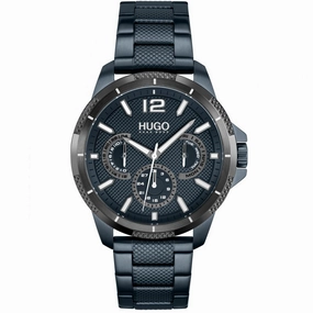 Hugo Mens Blue IP Day Date Watch 1530194,seiko watches,mens watches,couple watches,watches designer,watches discount,best watches for men