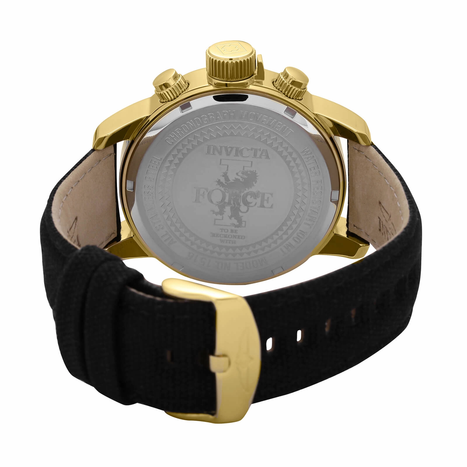 Invicta 1516 Men's Gold Blue Dial 1/10 Second Lefty Chronograph