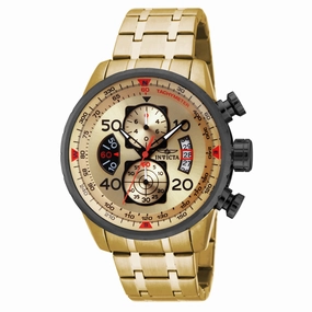 Invicta 17205 Men's Aviator Chronograph Gold Tone Dial Gold Plated Steel Bracelet Watch Luxury Quartz Watch Quartz Watch Sale