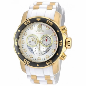 Invicta 20292 Men's Steel & Polyurethane Strap Swiss Quartz Pro Diver Chrono Silver Dial Date Watch 