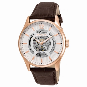 Invicta 22596 Men's Objet D Art White & Silver Skeleton Dial Brown Leather Strap Automatic Watch,automatic watch,automatic watches for men,automatic watches for women,luxury automatic watch,minimalist automatic watch,dress automatic watch,vintage auto