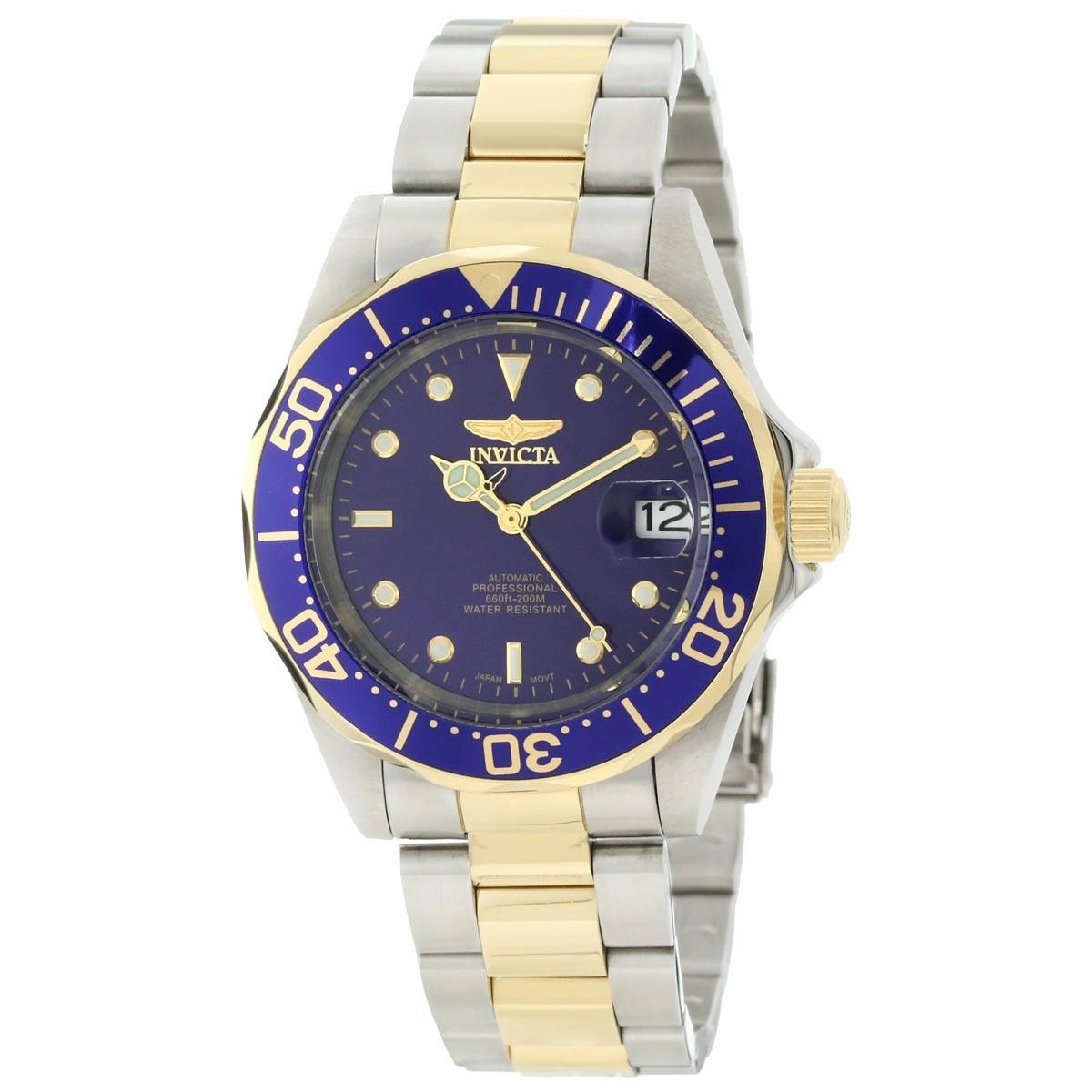 Invicta Men's Automatic Two Tone Bracelet Watch - Pro Diver Blue Dial Date | 8928,automatic watch,automatic watches for men,automatic watches for women,luxury automatic watch,minimalist automatic watch,dress automatic watch,vintage automatic watch,automat