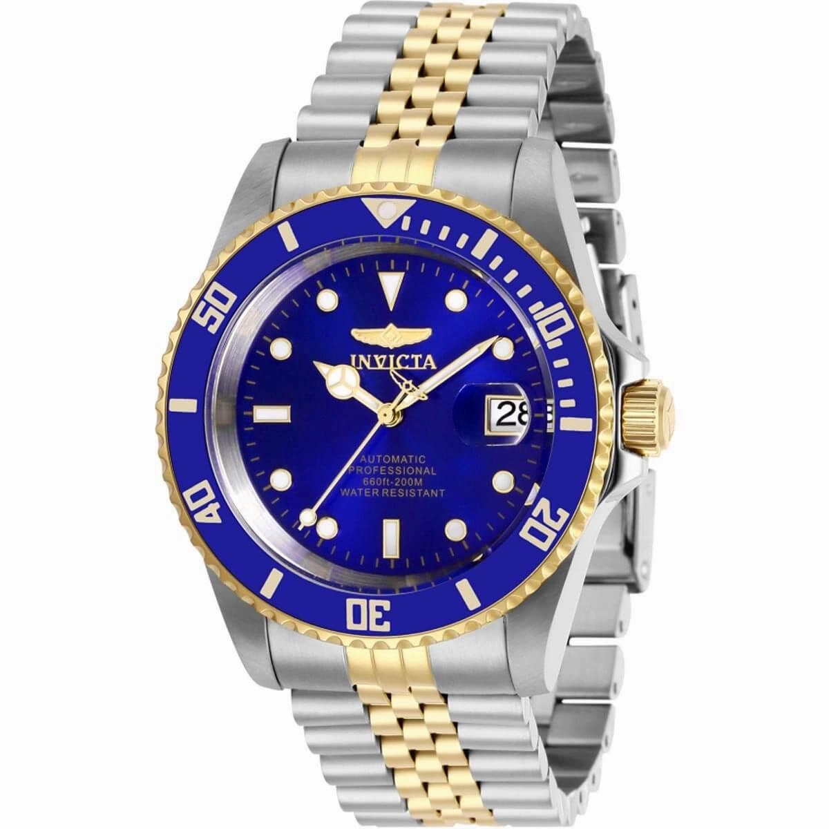 Invicta Men's Automatic Watch - Pro Diver Blue Dial Two Tone Bracelet | 29182,automatic watch,automatic watches for men,automatic watches for women,luxury automatic watch,minimalist automatic watch,dress automatic watch,vintage automatic watch,automatic w