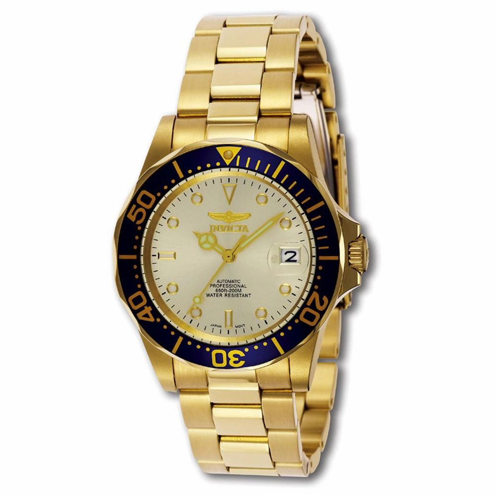 Invicta Men's Automatic Yellow Gold Steel Watch - Pro Diver Champagne Dial | 9743,automatic watch,automatic watches for men,automatic watches for women,luxury automatic watch,minimalist automatic watch,dress automatic watch,vintage automatic watch,automat