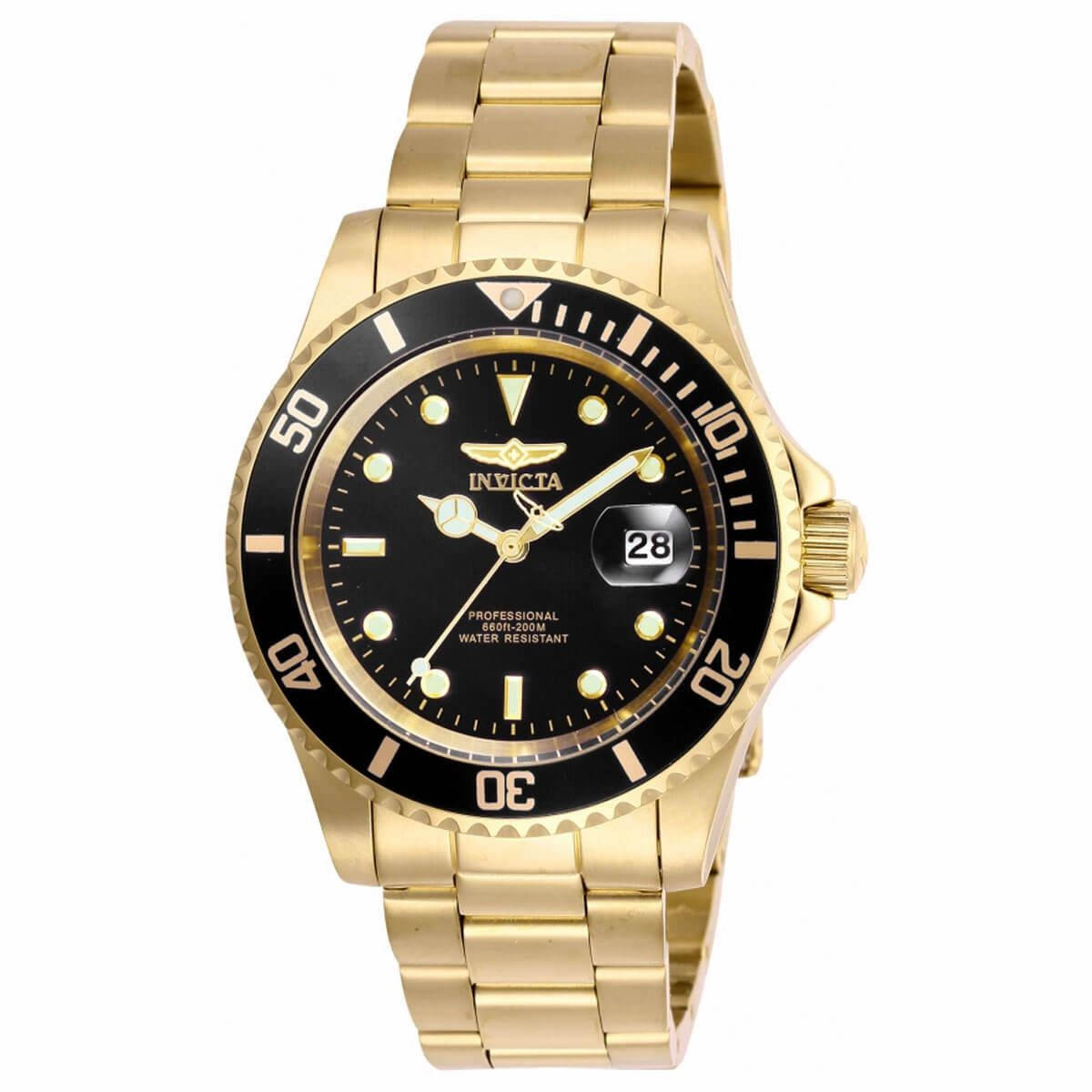 Invicta Men's Quartz Watch - Pro Diver Black Dial Yellow Gold Bracelet | 26975 Luxury Quartz Watch Quartz Watch Sale